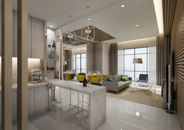 Grand modern open plan livingroom